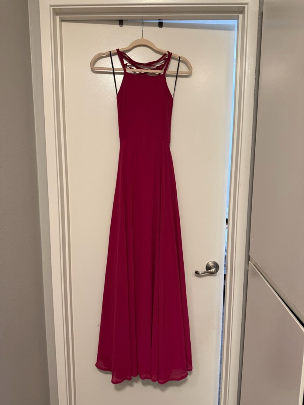 Lulu's Magenta Strappy Halter Maxi Dress